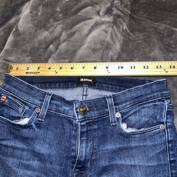 Hudson Krista Super Skinny Distressed Ankle Blue Stretch Denim Jeans Women's 27 - Picture 8 of 10